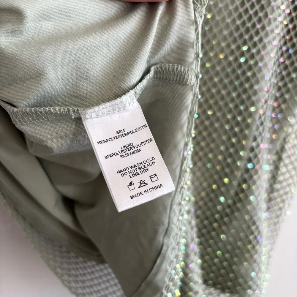 Anthropologie Sunday in Brooklyn Sage Mesh Rhinestone Tank Top - Picture 7 of 9
